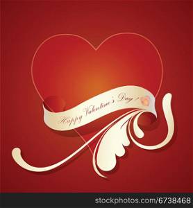 Valentines heart and ribbon . | Vector illustration.