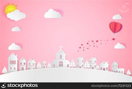 Valentines hearts with gift box paper on vector abstract background