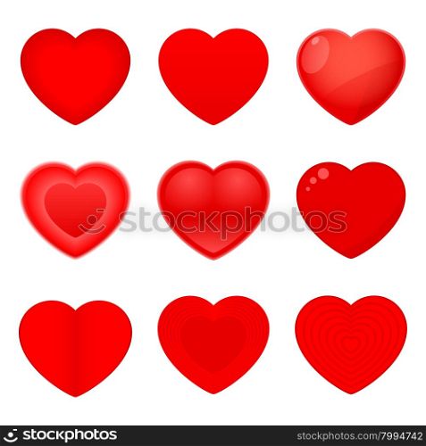 Valentines Icons Hearts. Vector illustration of heart icons for Valentines Day