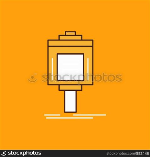 valet, parking, service, hotel, valley Flat Line Filled Icon. Beautiful Logo button over yellow background for UI and UX, website or mobile application. Vector EPS10 Abstract Template background