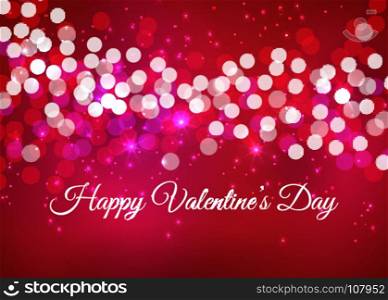 Valintines Day background with bokeh lights. Happy Valintines Day background with bokeh lights, vector illustration