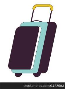 Valise flat line color isolated vector object. Suitcase airport. Baggage claim. Plastic luggage. Editable clip art image on white background. Simple outline cartoon spot illustration for web design. Valise flat line color isolated vector object