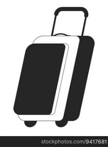 Valise flat monochrome isolated vector object. Suitcase airport. Baggage claim. Plastic luggage. Editable black and white line art drawing. Simple outline spot illustration for web graphic design. Valise flat monochrome isolated vector object