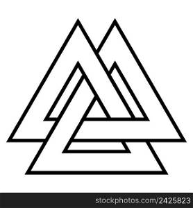 Valknut symbol, triangle logo, Viking age symbol, Celtic knot icon vector from triangle tattoo