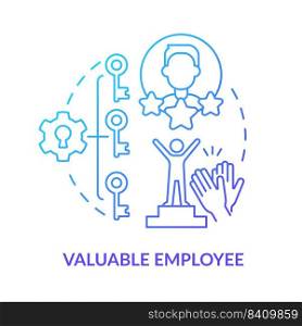 Valuable employee blue gradient concept icon. Handle changes. Benefit of workplace adaptability abstract idea thin line illustration. Isolated outline drawing. Myriad Pro-Bold fonts used. Valuable employee blue gradient concept icon