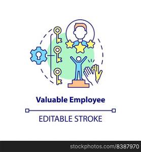 Valuable employee concept icon. Handle changes. Benefit of workplace adaptability abstract idea thin line illustration. Isolated outline drawing. Editable stroke. Arial, Myriad Pro-Bold fonts used. Valuable employee concept icon