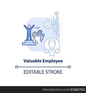 Valuable employee light blue concept icon. Handle changes. Benefit of adaptability abstract idea thin line illustration. Isolated outline drawing. Editable stroke. Arial, Myriad Pro-Bold fonts used. Valuable employee light blue concept icon