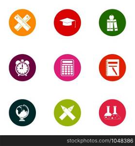 Valuable knowledge icons set. Flat set of 9 valuable knowledge vector icons for web isolated on white background. Valuable knowledge icons set, flat style