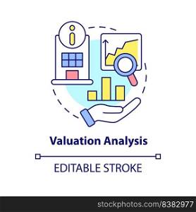Valuation analysis concept icon. Company research. Stage of merger abstract idea thin line illustration. Isolated outline drawing. Editable stroke. Arial, Myriad Pro-Bold fonts used. Valuation analysis concept icon