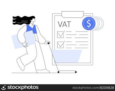 Value added tax system abstract concept vector illustration. VAT number validation, global taxation control, consumption tax system, added value, retail good purchase total cost abstract metaphor.. Value added tax system abstract concept vector illustration.
