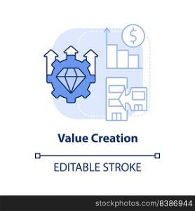 Value creation light blue concept icon. Cost and revenue synergy. Motive for merger abstract idea thin line illustration. Isolated outline drawing. Editable stroke. Arial, Myriad Pro-Bold fonts used. Value creation light blue concept icon