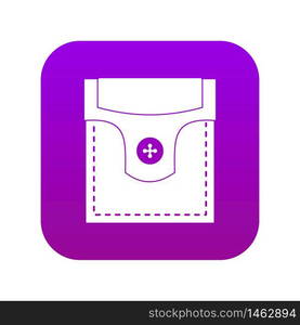 Valve pocket with button icon digital purple for any design isolated on white vector illustration. Valve pocket with button icon digital purple