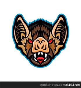 Vampire Bat Head Mascot. Mascot icon illustration of head of a Vampire bat, a bat specie native to the Americas viewed from front on isolated background in retro style.. Vampire Bat Head Mascot