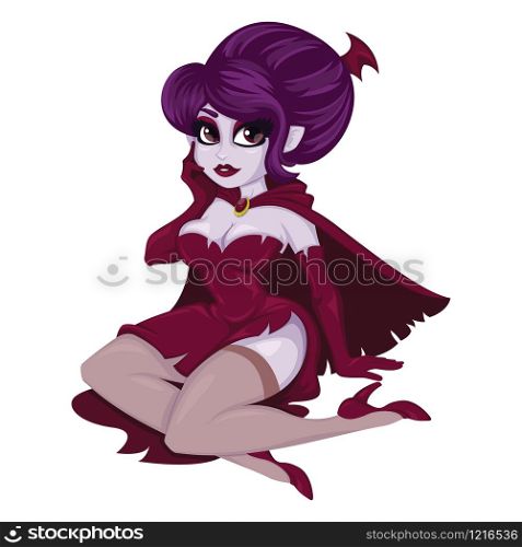 Vampire girl. Halloween costume. Isolated objects on white background. Vector illustration.