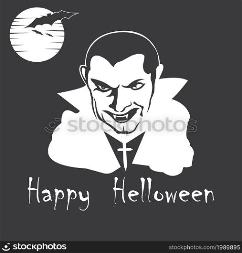 Vampire or Dracula on white background. Icon symbol design. Vector illustration.