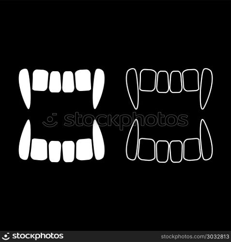 Vampire&rsquo;s teeths icon set white color vector illustration flat style simple image outline