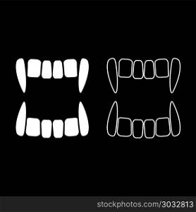 Vampire&rsquo;s teeths icon set white color vector illustration flat style simple image outline