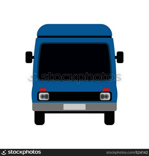 Van blue front view illustration car. Delivery transportation vector icon truck. Cartoon business travel transit