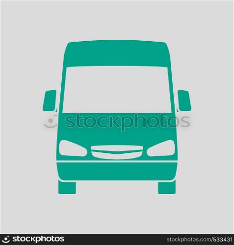 Van Icon Front View. Green on Gray Background. Vector Illustration.