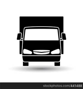 Van truck icon front view. Black on White Background With Shadow. Vector Illustration.