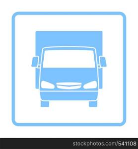 Van Truck Icon Front View. Blue Frame Design. Vector Illustration.