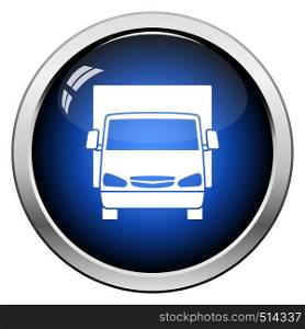 Van truck icon front view. Glossy Button Design. Vector Illustration.