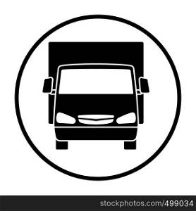 Van truck icon front view. Thin Circle Stencil Design. Vector Illustration.