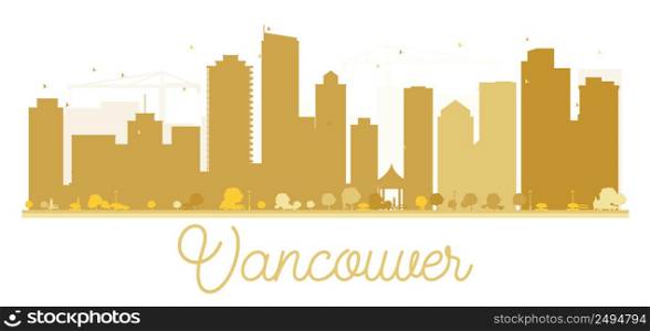 Vancouver City skyline golden silhouette. Vector illustration. Simple flat concept for tourism presentation, banner, placard or web. Business travel concept. Cityscape with famous landmarks