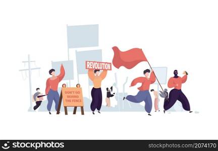 Vandalism background. Agressive people making protest spray graffiti paints on wall diverse action outdoor crowd vector stylyzed flat illustration. People demonstration and action, revolution picket. Vandalism background. Agressive people making protest spray graffiti paints on wall diverse action outdoor destructive crowd garish vector stylyzed flat illustration