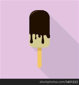 Vanilla chocolate popsicle icon. Flat illustration of vanilla chocolate popsicle vector icon for web design. Vanilla chocolate popsicle icon, flat style