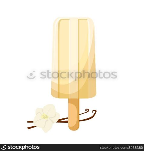 vanilla ice cream cartoon vector scoop ball, food cream, milk dessert color illustration. vanilla ice cream cartoon vector