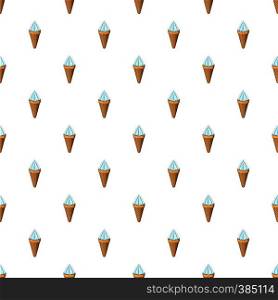 Vanilla ice cream in a waffle cone pattern. Cartoon illustration of vanilla ice cream in a waffle cone vector pattern for web. Vanilla ice cream in a waffle cone pattern