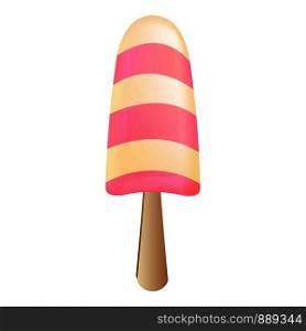 Vanilla pink popsicle icon. Cartoon of vanilla pink popsicle vector icon for web design isolated on white background. Vanilla pink popsicle icon, cartoon style