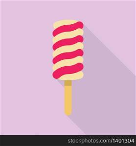 Vanilla red popsicle icon. Flat illustration of vanilla red popsicle vector icon for web design. Vanilla red popsicle icon, flat style