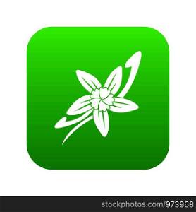 Vanilla sticks with a flower icon digital green for any design isolated on white vector illustration. Vanilla sticks with a flower icon digital green