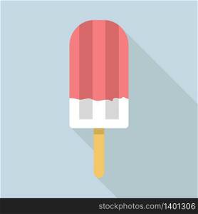 Vanilla strawberry popsicle icon. Flat illustration of vanilla strawberry popsicle vector icon for web design. Vanilla strawberry popsicle icon, flat style