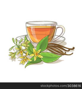 vanilla tea illustration. cup of vanilla tea illustration on white background