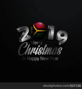 Vanuatu Flag 2019 Merry Christmas Typography. New Year Abstract Celebration background