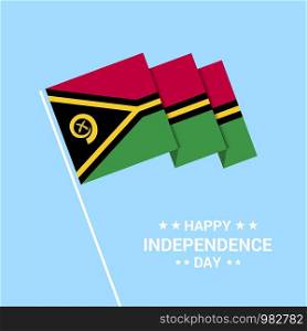 Vanuatu Independence day typographic design with flag vector