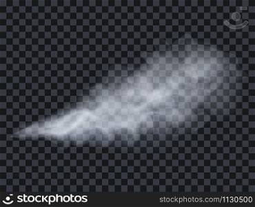 Vape, cigarette steam smoke exhale puff. White fog smog isolated transparent background. Vector illustration. Vape steam smoke exhale puff vector illustration