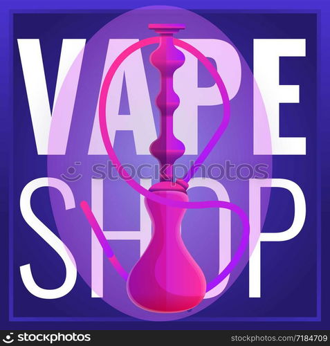 Vape shop concept banner. Cartoon illustration of vape shop vector concept banner for web design. Vape shop concept banner, cartoon style