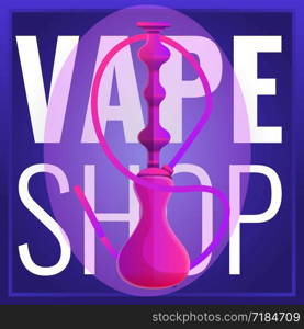 Vape shop concept banner. Cartoon illustration of vape shop vector concept banner for web design. Vape shop concept banner, cartoon style