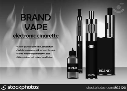 Vapor electronic cigarette concept background. Realistic illustration of vapor electronic cigarette vector concept background for web design. Vapor electronic cigarette concept background, realistic style