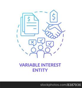 Variable interest entity blue gradient concept icon. Business consolidation and merger strategy abstract idea thin line illustration. Isolated outline drawing. Myriad Pro-Bold fonts used. Variable interest entity blue gradient concept icon