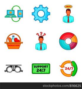 Variant icons set. Cartoon set of 9 variant vector icons for web isolated on white background. Variant icons set, cartoon style