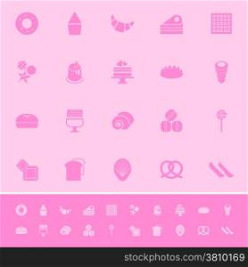 Variety bakery color icons on pink background, stock vector