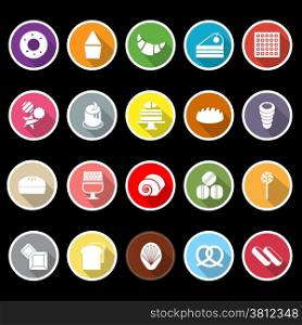 Variety bakery flat icons with long shadow, stock vector