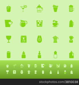 Variety drink color icons on green background, stock vector