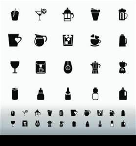 Variety drink icons on white background