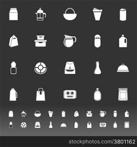 Variety food package icons on gray background, stock vector